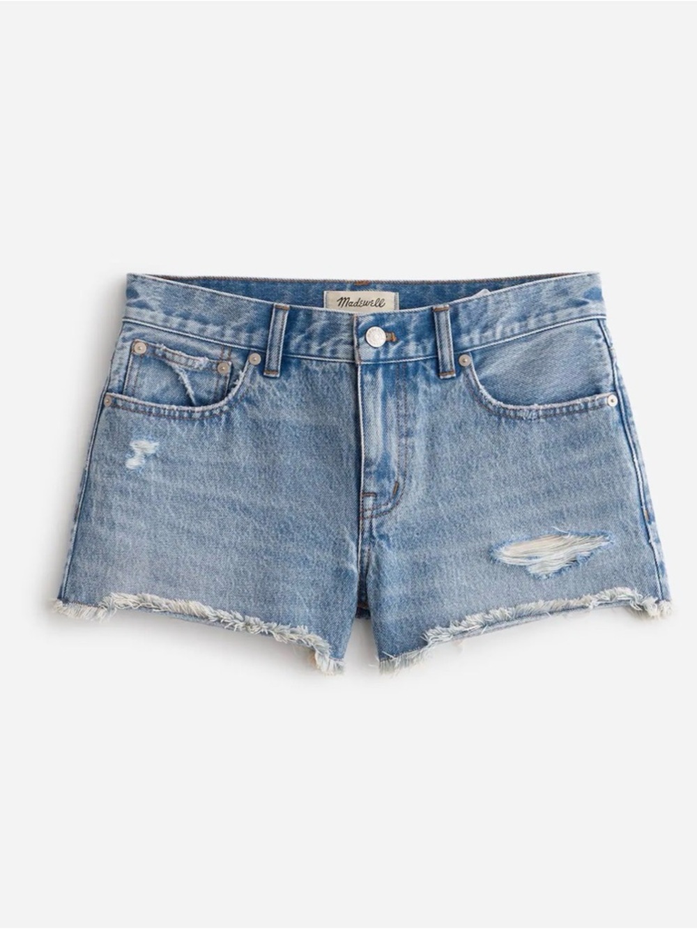 Madewell Light Blue Distressed Low-Rise Boyfriend Short